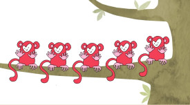 Fem små aber illustration